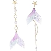 Colorful Fishtail Earrings for Women Mermaid Drop Earrings (Purple)
