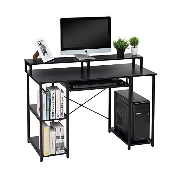 TOPSKY Compact Computer Desk with Storage Shelves/Keyboard Tray/Monitor