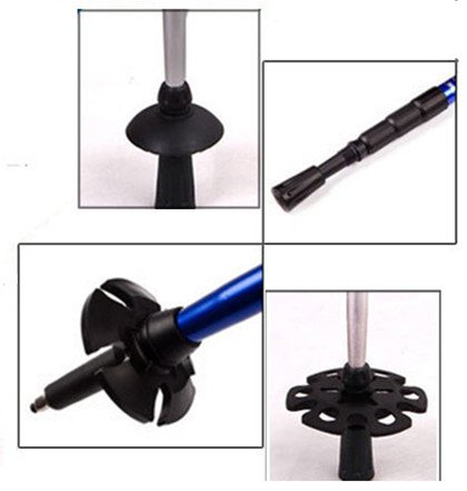 GOTOONE Hiking Walking Sticks Trekking Poles Telescoping Collapsible Ultra Strong Anti Shock Lightweight for Women Men with Reflective Wrist Straps (Black) - Thumbnail 7