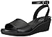 crocs Women's Leighann Anklestrap Lthr Wedge Sandal, Black, 8 M US