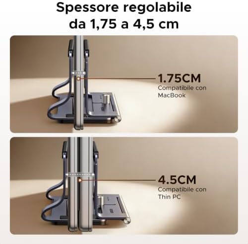 Supporto Verticale Orizzontale 2 in 1 per Laptop Grigio