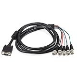 Monoprice VGA HD-15 to 5 BNC RGB Video Cable for HDTV Monitor cable - 6FT (Black)