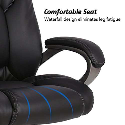 VIVA OFFICE Swivel Office Chair, Black PU Leather