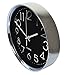 Wall Clock Silent Black with Silver Chrome Non-ticking Sweep Large Modern Style Decorative Executive Quartz 12