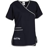 Seattle Seahawks Women's Mock Wrap Scrub Top (Large)