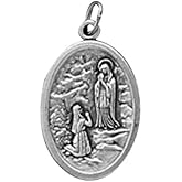 AT001 Catholic & Religious Our Lady of Lourdes/St. Bernadette Oxidized Medal - 50/pk