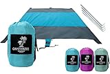 Beach Blanket by Campanzee | Sand Free, Oversized 9 x 10 Ft, and Water Proof For Outdoor Use as a Camping, Festival, or Picnic Blanket | 5 Sand Pockets, Rip-Stop Nylon Fabric, and 4 Anchor Stakes