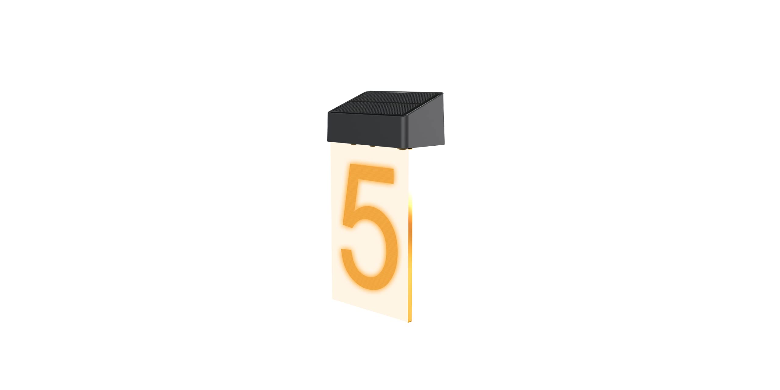 OPASOLAR Solar House Number Doorplate Light, Address Numbers Letters, Address Plaques Outdoor House Indicating Lights, Wall Mount LED Plaque Light for Home, Condo, Building, Apartment(5)