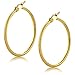 Gem Stone King 1.25 Inch Stunning Stainless Steel Yellow Gold Plated Hoop Earrings For Women (30MM Diameter)