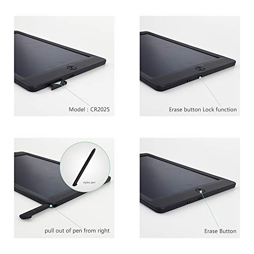 Coxtnbio 10 inch LCD Writing Tablet, Doodle Board Digital Graphics Tablet Kids Drawing Board with Lock & Stylus & Erase Button | Harmless to Eyes | Great for Kids (Black)