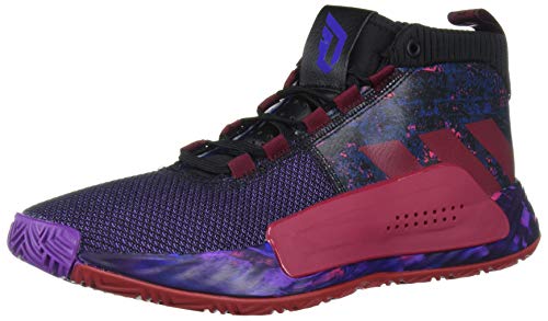 adidas Men's Dame 5 Basketball Shoe, Black/Collegiate Burgundy/Scarlet, 16 M US
