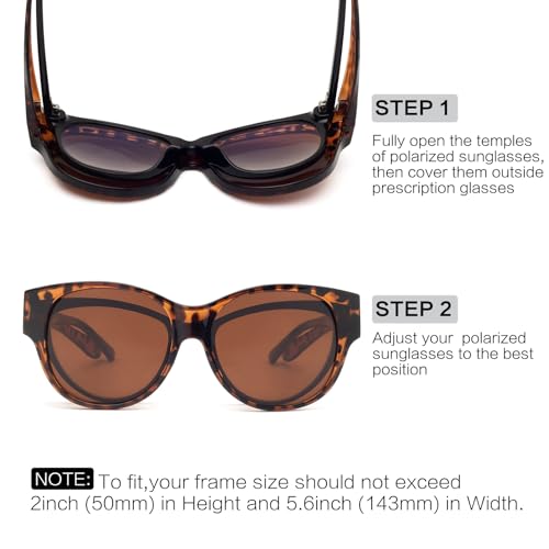 Face Shadow Polarised Over Sunglasses Over Normal Glasses Women's UV400 Protection, Oversized Glasses for Glasses Wearers, Ultra Light for Driving, Cycling, Sports and Leisure