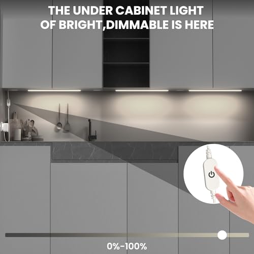 Bonlux Under Cabinet Kitchen Lights with Remote, Dimmable LED Under Cabinet Strip Light Neutral White 4000K, Linkable Under Counter Lights for Plug in Under Kitchen Cupboard Cabinet Lighting(3x12IN)