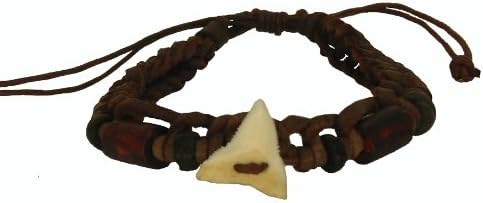 Real Sharks Tooth Lucky Brown Leather Bracelet