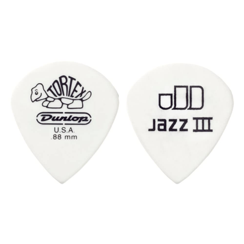 Dunlop Tortex Jazz III Picks, White, 0.9 mm