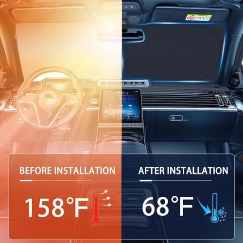 KASUART New 2024 Car Windshield Laser Sunshade For Niss-an Patrol Y62 2016-2024 Upgraded Laser Titanium Silver Colorful Layer Thickened 300d Oxford Cloth Foldable ective Protector Blocks UV Rays