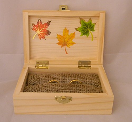 Wedding Party ceremony Fall Leaves ring bearer pillow Box