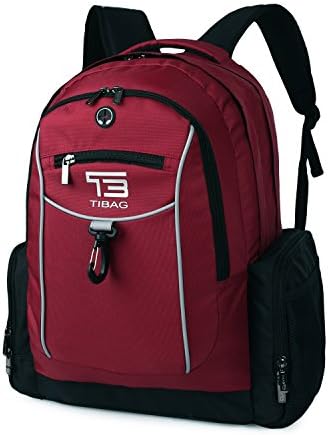 TB TIBAG Business Water Resistant Laptop Computer Backpack / Tablet Bag - Fits from 15 to 16.5 Inch Laptops ,Notebook ,MacBook and Tablets with Extra Pocket for Ipad (red black)