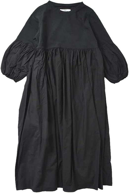 Amazon Co Jp ユニヴァーサルセブン Universal Seven Usaコットンギャザー切り替えワンピース F ブラック Col 001 Us211ct013 F 001 服 ファッション小物