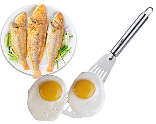 Tenta Kitchen Utensils & Gadget Tool Set Stainless Steel Metal Slotted Spatula,Nylon Fish Egg Spatulas Nonstick Turner, Wide Flate Slotted Spatulas Nylon For Cookingware (Set Of 2)