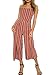 Alelly Women's Summer Jumpsuits Striped Tie Back Sleeveless Backless Wide Long Pants Rompers