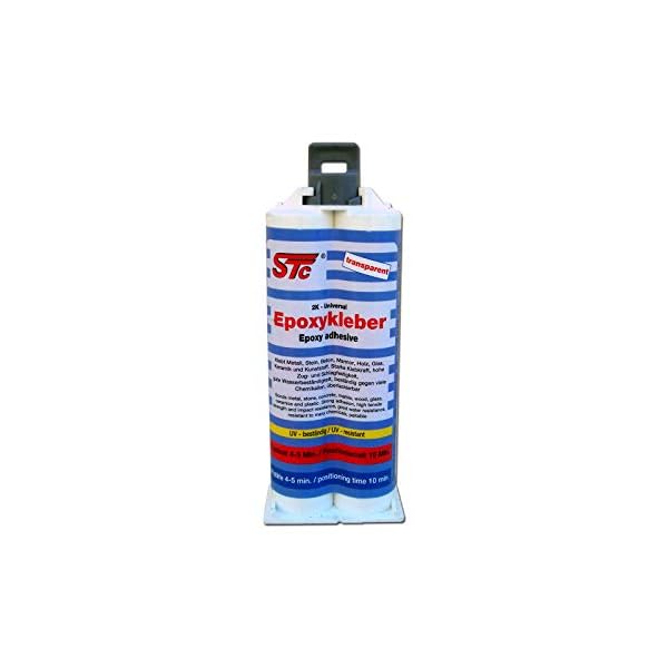 STC 2K Epoxy Kleber 5 Minuten transparent 50 ml Doppelkartusche Epoxid Kleber für Metall, Stein, Beton, Marmor, Holz…