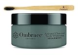 Charcoal Teeth Whitening with Tooth Brush by Ombrace (Spearmint)