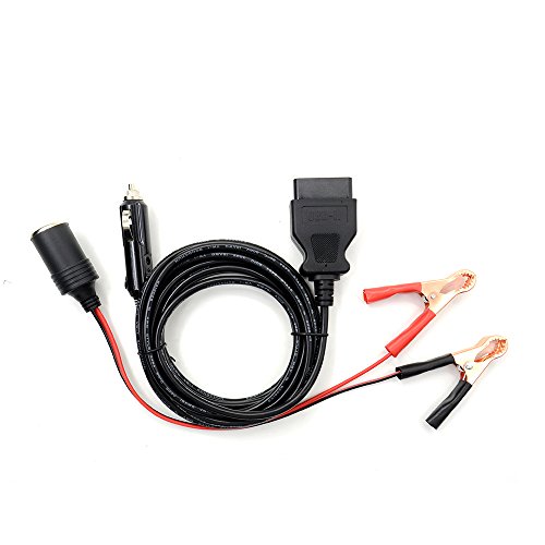 VSTM OBD II Vehicle ECU Emergency Power Supply Cable Memory Saver (3Meter) with Alligator Clip-On 12V Car Battery Cigarette Lighter Power Extension Socket