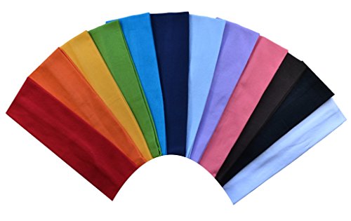 COTTON STRETCH HEADBAND SET OF (12) 2.5 INCH COTTON STRETCH FUNNY GIRL DESIGNS HEADBANDS MULTI COLORS