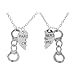 Art Attack Partners In Crime Necklace, Handcuff Hand Cuff BFF Matching Best Friend Broken Heart Charms (Silver)