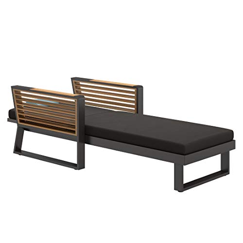 OUTLIV. New York Loungeliege, Gartenliege mit Aluminium Kufen-Gestell und Polster aus Olefin Anthrazit/Hellblau – Bild 4