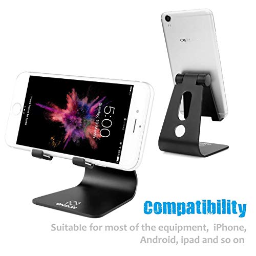 Cell Phone Stand, Hootech Adjustable Cell Phone Stand, Cradle, Dock, Holder Compatible with iPhone Xs Max XR 6 6s 7 8 X Plus 5 5s 5c Charging, Accessories Desk, Android Smartphone - Black - Thumbnail 4