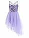 TiaoBug Girls Sequins Ballet Tutu Dress Shiny Sparkle Ballerina Dance Costumes Gymnastics Leotard Skirt Dancewear Purple 4-5