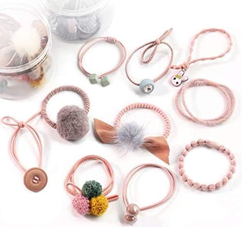 AARainbow 10Pcs Korean Cute Elastic Coil Hair Clip Accessories Ties Rope Hairband Ponytail Holders for Women Girls Teens Toddlers (B-Pink)