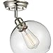 WILDSOUL Lighting 60011PN 1-Light Globe Glass Semi Flush Mount, Modern and Industrial Sloped Ceiling Compatible Entry Hallway Kitchen Ceiling Light Fixture, Polished Nickel Finish, 7-7/8