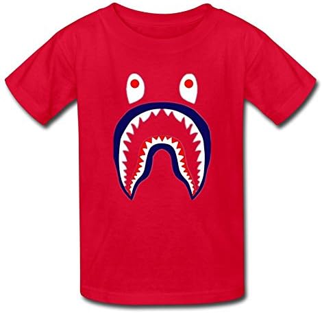 JUSTNICER Special Bape Shark Cotton Mens Unique Novelty Funny T Shirt Red