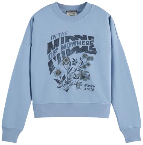 Scotch & Soda Chest Artwork Fitted Sweatshirt, Sudadera, Mujer, Faded Denim, S