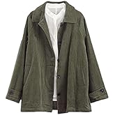 Minibee Women's Corduroy Jackets Long Sleeve Coats Button Down Outwear Tops with Pockets