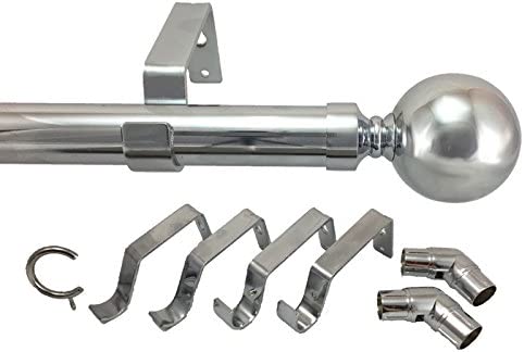 3 5 Side Brushed Chrome 28mm Bay Window Curtain Pole Passing