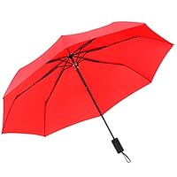 Travel Folding Compact Umbrella Windproof, UV Protection and Lightweight Umbrella for Women Men and Kids, Red