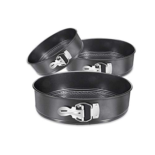 Springform Cake Pan set, 4"/7"/9" Non-stick Cheesecake Pan, Leakproof Round Cake Pan,Removable Bottom Quick Release Latch moulds for birthday cake,3 PCS,Gift free 50 Pcs Cake Paper - Thumbnail 2