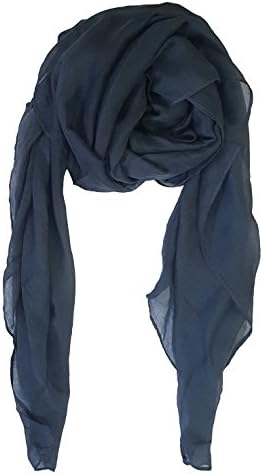 SoLine Solid Color Scarves Shawl Blanket Warm Warp lightweight Large Scarf for Women (navypearl)