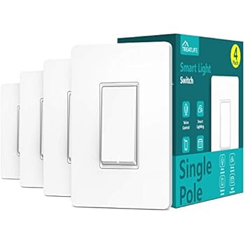 Single Pole Treatlife Smart Light Switch（Neutral Wire Required), 2.4Ghz Wi-Fi Light Switch, Works with Alexa and Google Assistant, Schedule, Remote Control, Single Pole, ETL Listed (4 PACK)