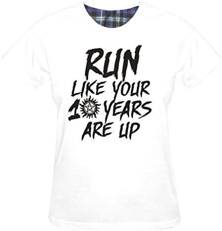 Kouhaqi Women's Run Like Your 10 Years Are Up T-shirt (White Large)