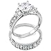 Sterling Silver Cubic Zirconia CZ Wedding Engagement Ring Set Sz 6
