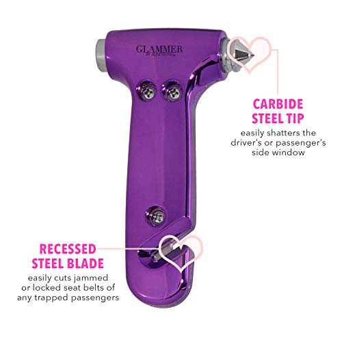BLINGSTING Glammer Safety Hammer - Auto Glass Window Breaker and Seat Belt Cutter Emergency Escape Tool for Women's Safety, Child Safety, Family Rescue in Vehicle Roadside Emergency