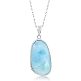Beaux Bijoux Larimar Necklace for Women – Natural Larimar Pendant Necklace in 925 Sterling Silver – Caribbean Blue Gemstone - Unique Jewelry Gift