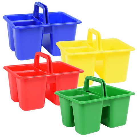 Back to School Elementary Middle High Junior School Classroom Teacher Supplies Colorful Plastic with Handles Craft Caddies (Bundle of 3)