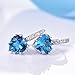 GULICX Girls Silver Tone Prong Cubic Zirconia Heart Pierced Drop Huggie Earrings Light Blue