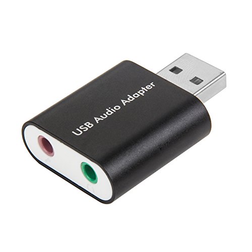 AMANKA USB Audio Adapter External Stereo Sound Card With 3.5mm Headphone And Microphone Jack For Windows, Mac, Linux, PC, Laptops, Desktops, PS4.Plug and play No drivers Needed. (Black)